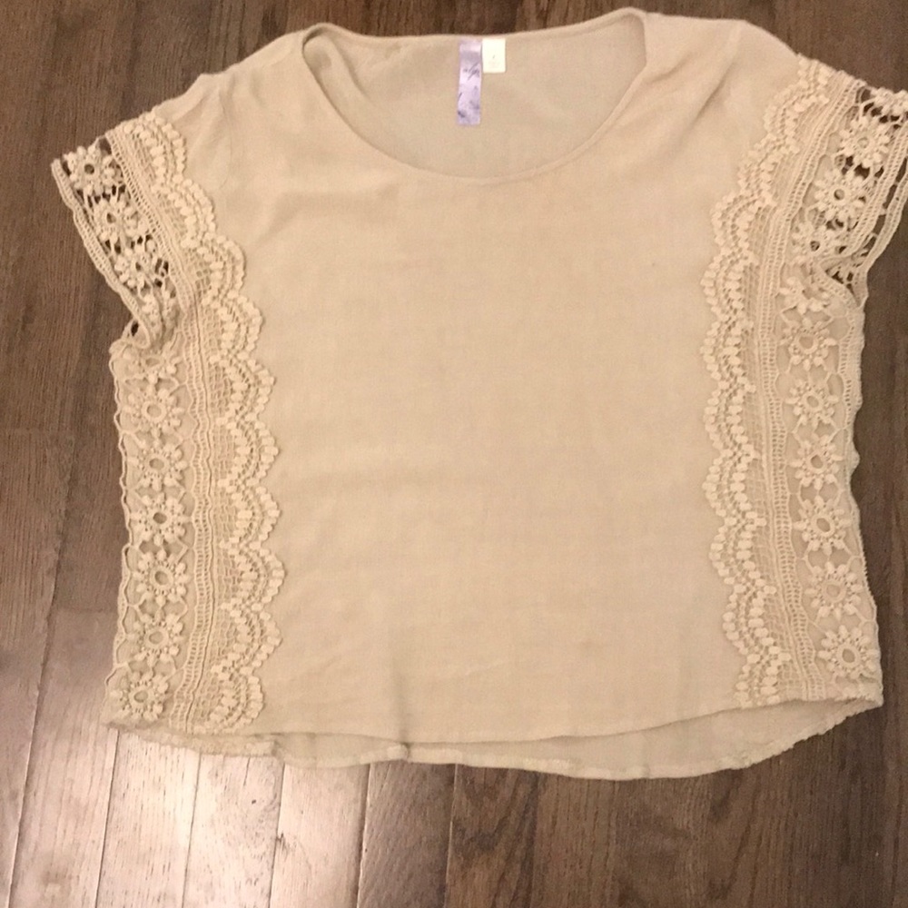 Cute Tan Lace Top